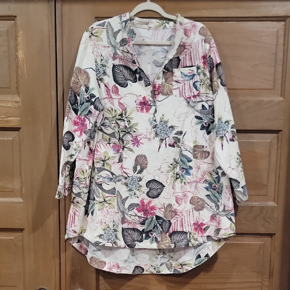 Floral Print Women's Tunic Top